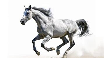 AI generated Majestic gray stallion galloping freely, horses picture photo