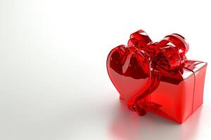 AI generated 3D Gift Box Heart with Ribbon, Top View, Empty Space, Elegance, isolated background Ai generated photo