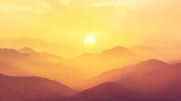 AI generated image of golden sunrise illuminating the misty mountains. The soft gradients and ethereal atmosphere can inspire breathtaking digital art pieces. Ai Generated photo