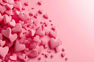 AI generated Greeting Card for Valentine's Day 3d heart background empty space Ai Generated photo