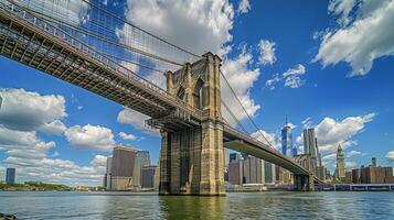 AI generated photo low angle shot of old bridge the water on a clear day Ai generated