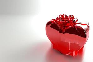 ai generado piedra preciosa elegancia desvelado parte superior ver de lujo 3d regalo caja corazón cinta vacío espacio, ai generado foto