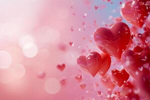 AI generated Greeting Card for Valentine's Day 3d heart background empty space Ai Generated photo