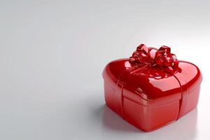 ai generado piedra preciosa elegancia desvelado parte superior ver de lujo 3d regalo caja corazón cinta vacío espacio, ai generado foto