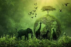 AI generated photo world animal day green earth concept Ai generated