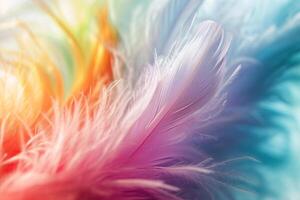 AI generated Feather rainbow patchwork on abstract background. photo