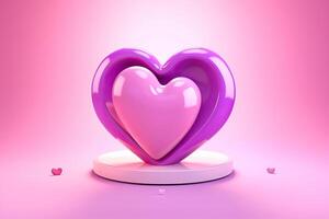 AI generated Valentine's Day social media background with 3D heart icon. photo