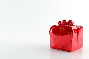 ai generado piedra preciosa elegancia desvelado parte superior ver de lujo 3d regalo caja corazón cinta vacío espacio, ai generado foto