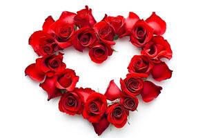 AI generated Stock photo red heart Made of Red Roses Isolated white background Ai Generated