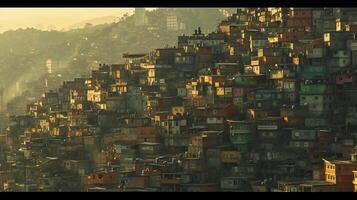 AI generated image shows densely populated hillside covered in buildings,The larger buildings stand prominently amidst smaller structures Ai Generated photo