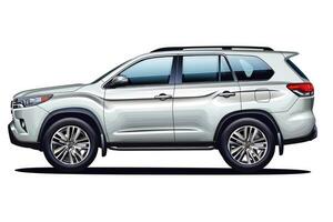 AI generated isolated simple and metallic suv car on white background that easily removable. photo