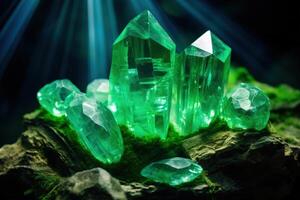 AI generated Improving energy circulation in heart chakra with crystals. photo