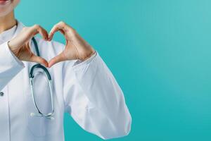 AI generated Global Health Day  Doctors Heart Sign photo