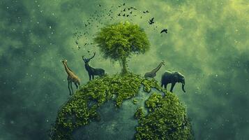 AI generated Photo world wildlife day forest silhouette in the shape of a wild animal wildlife and forest Ai generated