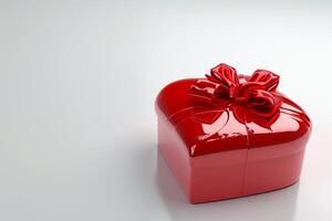 ai generado 3d regalo caja corazón con cinta, parte superior vista, vacío espacio, elegancia, aislado antecedentes ai generado foto