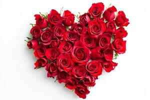 AI generated Stock photo red heart Made of Red Roses Isolated white background Ai Generated