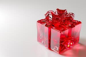 ai generado 3d regalo caja con rojo corazón en blanco antecedentes vacío espacio ai generado foto