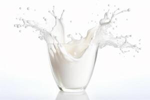 AI generated Fresh milk splash for healthy natural fresh drink. photo