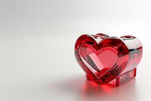 AI generated 3D Top View of Luxury Gift Box heart with transparent effect diamond, Empty Space, Ai generated photo