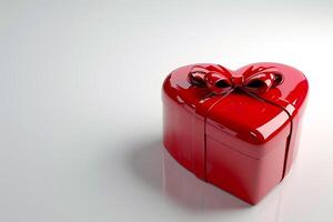 ai generado 3d regalo caja corazón con cinta, parte superior vista, vacío espacio, elegancia, aislado antecedentes ai generado foto