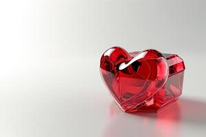 AI generated 3D Top View of Luxury Gift Box heart with transparent effect diamond, Empty Space, Ai generated photo