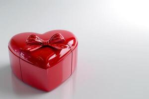 ai generado 3d regalo caja corazón con cinta, parte superior vista, vacío espacio, elegancia, aislado antecedentes ai generado foto