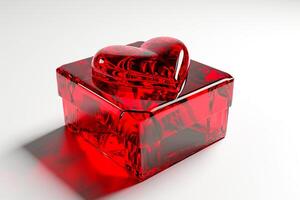AI generated 3d gift box with red heart on white background empty space Ai Generated photo