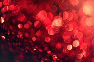 AI generated Romantic red bokeh Valentine background. photo