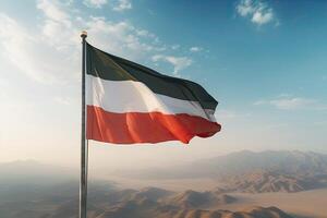 AI generated UAE flag soaring over Hajjar mountains photo