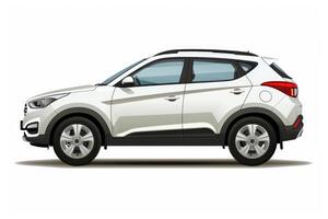 AI generated isolated simple and metallic suv car on white background that easily removable. photo