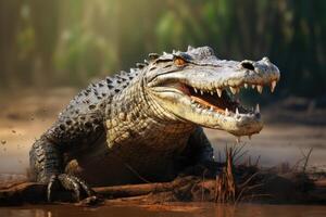 AI generated Freshwater crocodile native to Iran and Indian subcontinent. photo