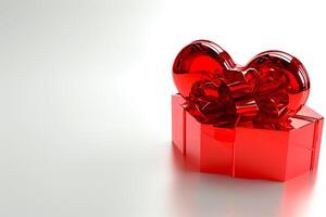 ai generado piedra preciosa elegancia desvelado parte superior ver de lujo 3d regalo caja corazón cinta vacío espacio, ai generado foto