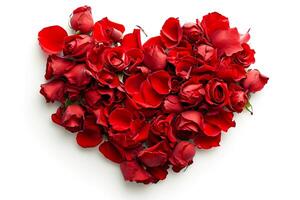 AI generated Stock photo red heart Made of Red Roses Isolated white background Ai Generated