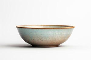 AI generated Empty ceramic bowl on white background. photo