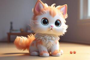 AI generated Cute 3D model of a small cat. photo