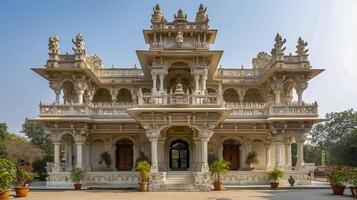 AI generated historical building intricate architectural is white and adorned with detailed carvings and statues Ai generated photo