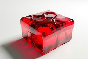 AI generated 3D Top View of Luxury Gift Box heart with transparent effect diamond, Empty Space, Ai generated photo