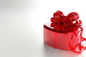 AI generated Red Elegance from Above 3D Top View Gift Box with Ribbon, Empty Space, Ai generated photo