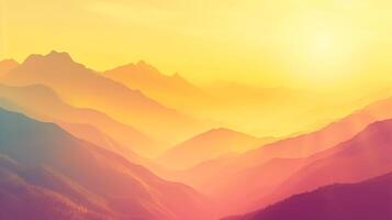 AI generated image of golden sunrise illuminating the misty mountains. The soft gradients and ethereal atmosphere can inspire breathtaking digital art pieces. Ai Generated photo