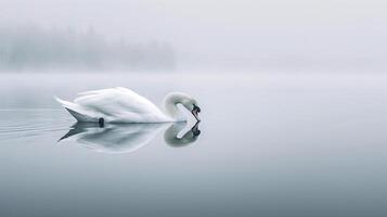 AI generated serene swan reflecting on calm waters Ai generated photo