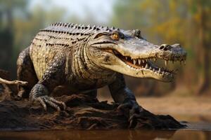 AI generated Freshwater crocodile native to Iran and Indian subcontinent. photo