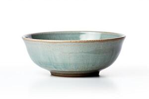 AI generated Empty ceramic bowl on white background. photo