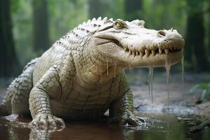 AI generated Leucistic crocodile from Sundarban, largest halophytic Delta. photo