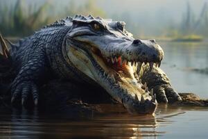 AI generated Nile Rivers dominant predator Nile Crocodile photo