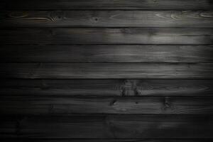 AI generated Black wood texture background. photo