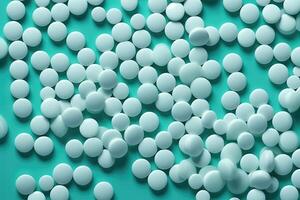 AI generated Pharmaceutical medicine on mint background. photo