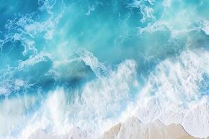 AI generated Bird's eye view of turquoise ocean waves photo