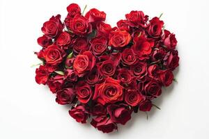 AI generated Valentines Day heart made of red roses. photo