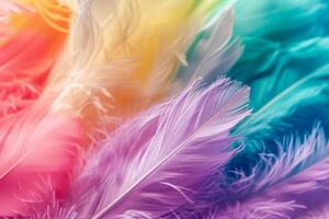 AI generated Feather rainbow patchwork on abstract background. photo