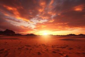 AI generated Beautiful desert sunrise view near TabukSaudi Arabia photo